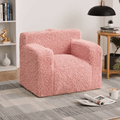 Boneless Chaise Lounge Foam Filled Chair, Toddler Cuddly Sherpa Reading Couch for Living Room