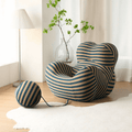 Modern Chaise Lounge Tufted Upholstered Barrel Chair with Round Ottoman
