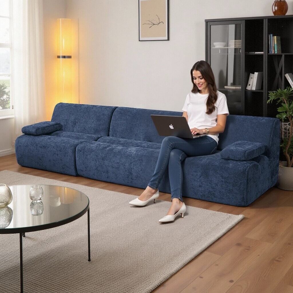 Sectional Sleeper compression Sofa Bed with Storage Ottomans Modular Sectional Couch Bed for Living Room