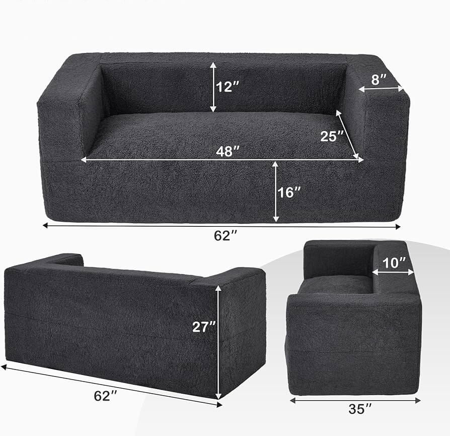 Modern Sofa Loveseat Couch Memory Foam Bean Bag Sofa