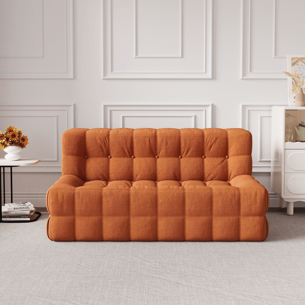 Lazy Chaise Lounges Beige Floor Bean Bag Chair Armless Sofa