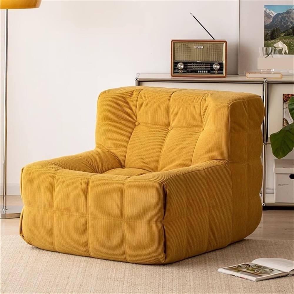 Lazy Chaise Lounges Beige Floor Bean Bag Chair Armless Sofa
