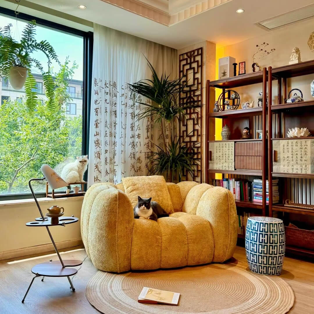 Adults Chaise Lounge Memory Foam Chaise Lounge Chair Filler Faux Fur Fireside Lazy Sofa for Living Room