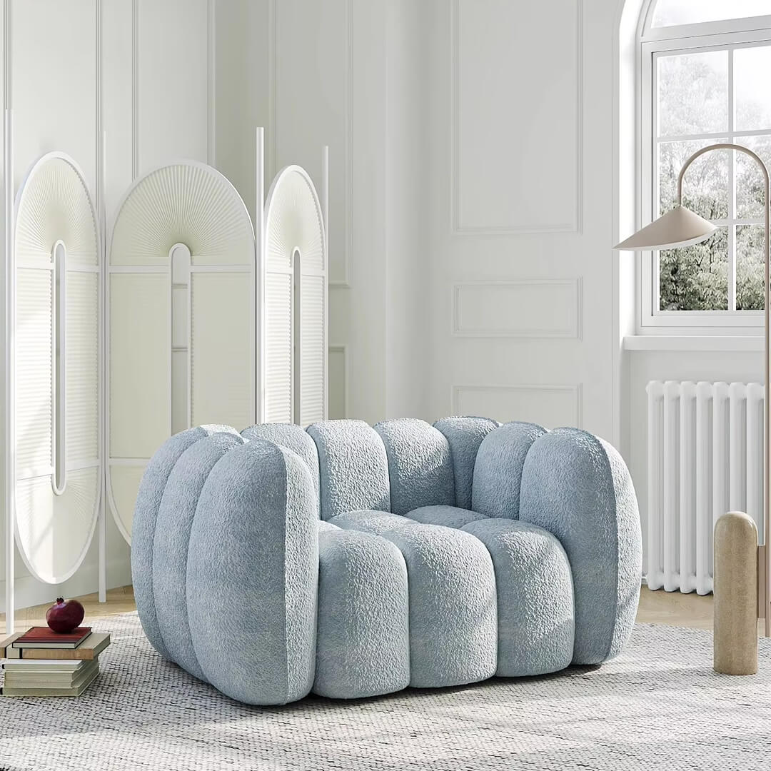 Adults Chaise Lounge Memory Foam Chaise Lounge Chair Filler Faux Fur Fireside Lazy Sofa for Living Room