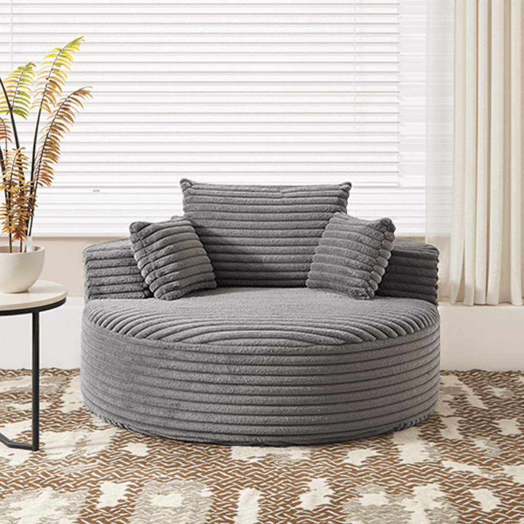 O-Shape Modular Couch Oversized Round Chair,Fluffy Modern Sleeper Chair for Living Room,