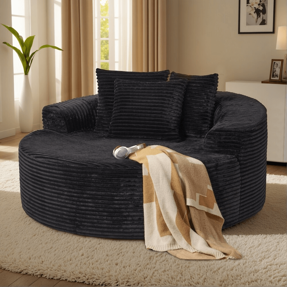 O-Shape Modular Couch Oversized Round Chair,Fluffy Modern Sleeper Chair for Living Room,