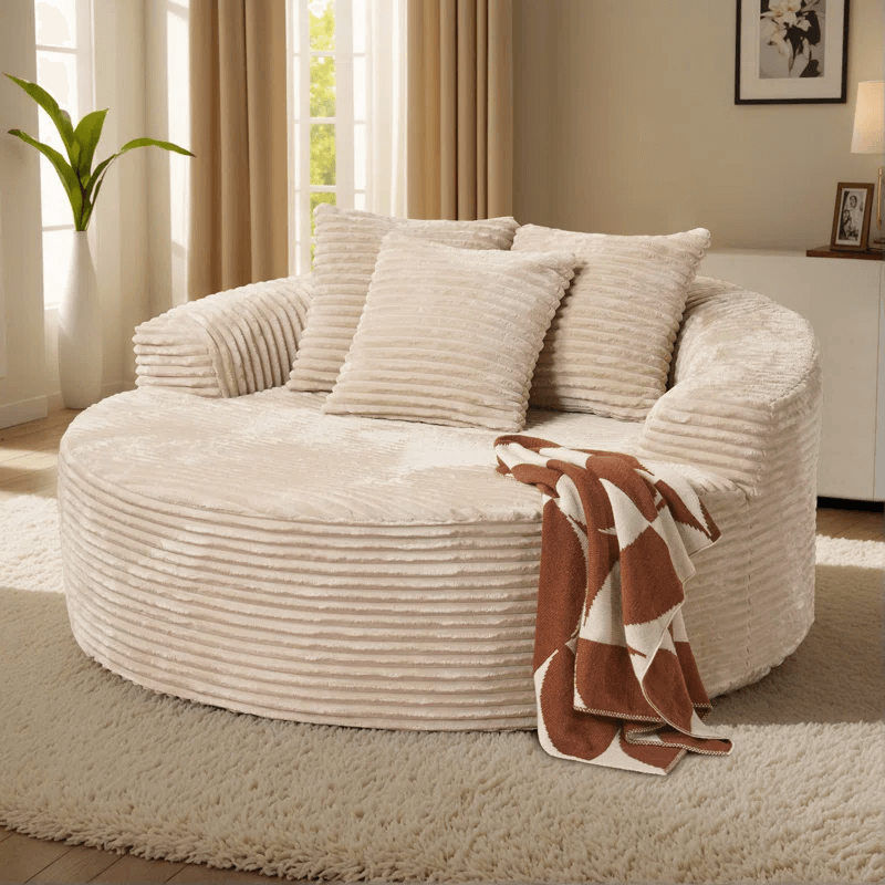 O-Shape Modular Couch Oversized Round Chair,Fluffy Modern Sleeper Chair for Living Room,