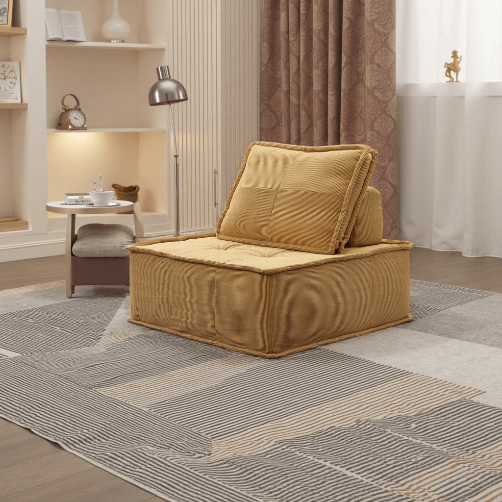 Oversized Chaise Lounge Chair Indoor Bedroom, Comfy Corduroy Upholstered Sofa Bed Chair