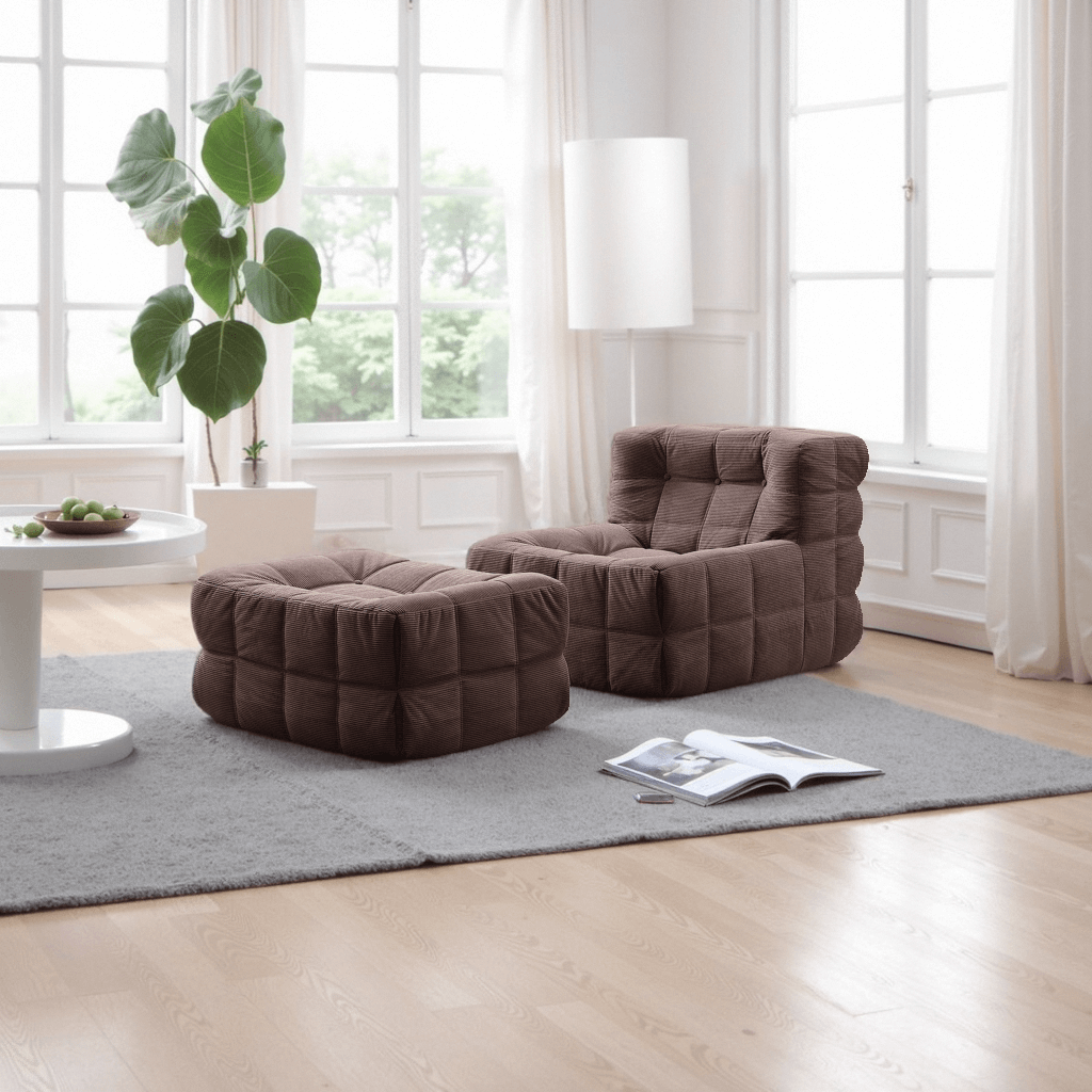 Lazy Chaise Lounges Beige Floor Bean Bag Chair Armless Sofa