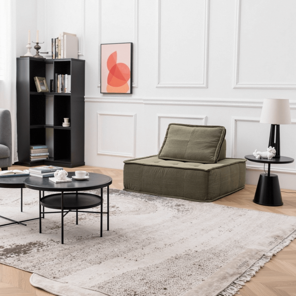 Oversized Chaise Lounge Chair Indoor Bedroom, Comfy Corduroy Upholstered Sofa Bed Chair