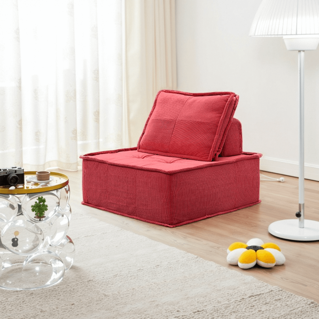 Oversized Chaise Lounge Chair Indoor Bedroom, Comfy Corduroy Upholstered Sofa Bed Chair