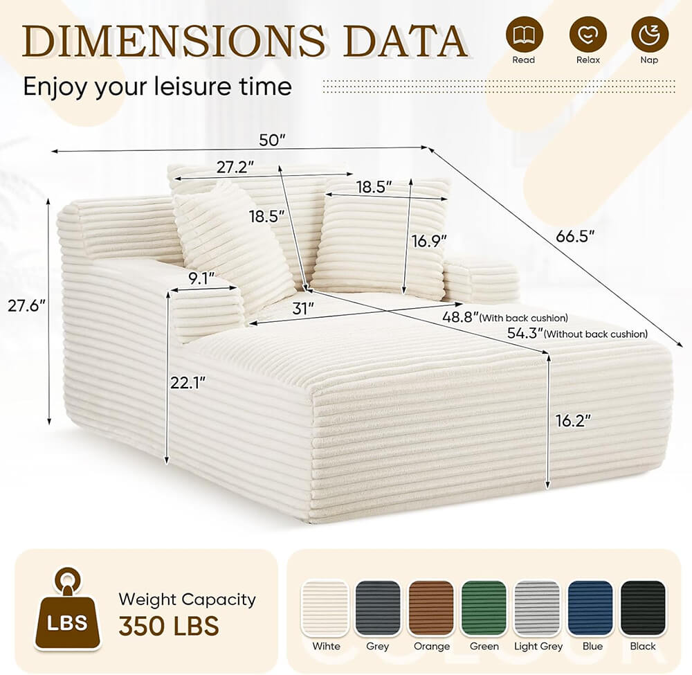 50" Comfy Fluffy Cloud Couch,Modern Deep Seat Sofa,Single Sleeper Sofa Chair for Livingroom,Bedroom,No Assembly