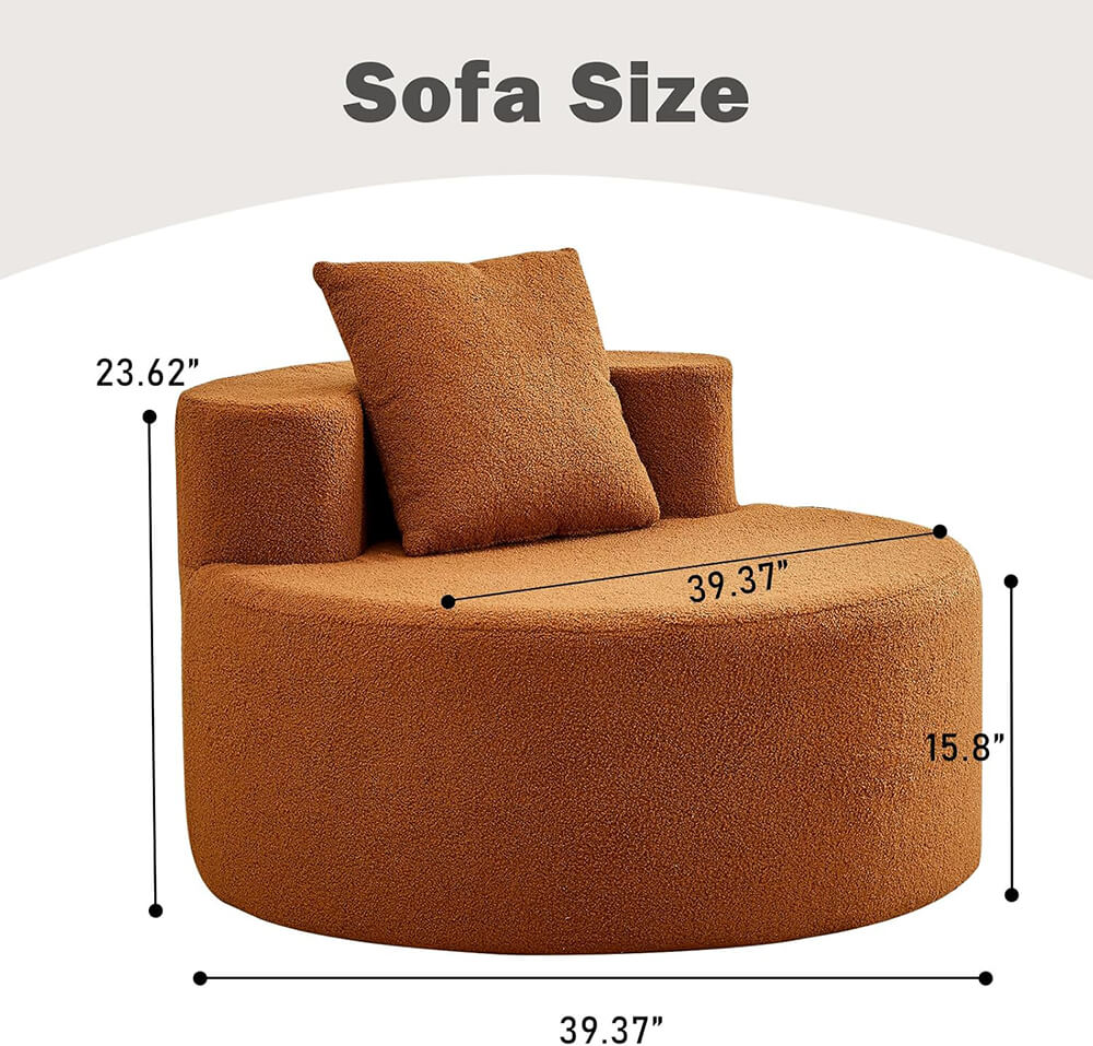 Deep Seat Circle Single Cloud Sofa O-Shape Chair for Living Room, Bedroom Apartment, Office