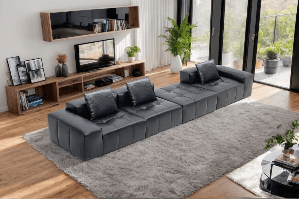 Sectional Sofa Compression Funiture Living Room Frabic Leather Sofa Set