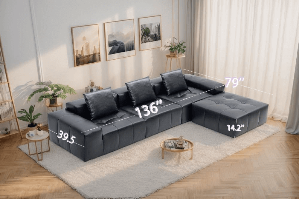 Sectional Sofa Compression Funiture Living Room Frabic Leather Sofa Set