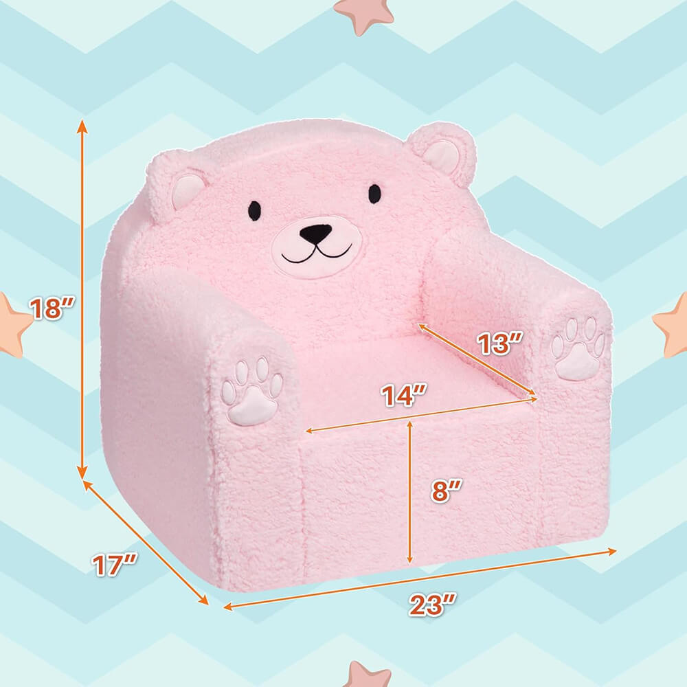 Toddler Couch Ultra-Soft Snuggle Chair, Comfy Sherpa Foam Filled Lovely Bear Sofa, Kids Cozy Corner Play Couch for Boys and Girls
