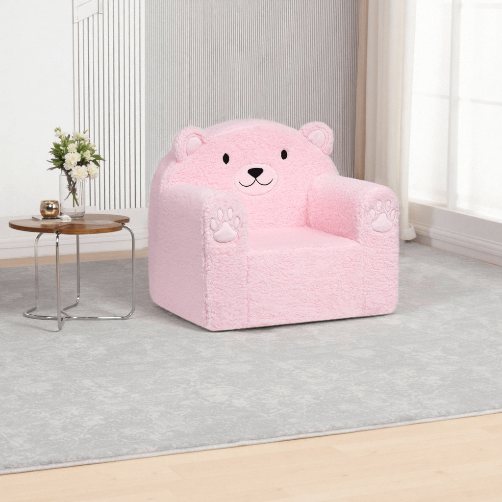 Toddler Couch Ultra-Soft Snuggle Chair, Comfy Sherpa Foam Filled Lovely Bear Sofa, Kids Cozy Corner Play Couch for Boys and Girls