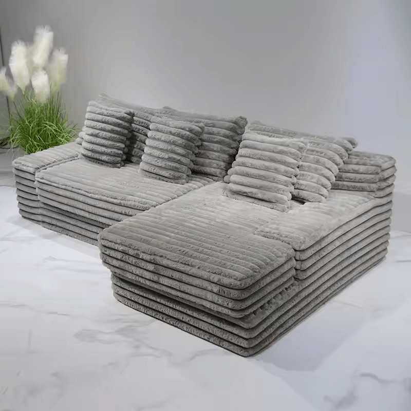 Vacuum Compression Roll Package L Shaped Cloud Couch for Living Room Lazy Corduroy Sofa Bed