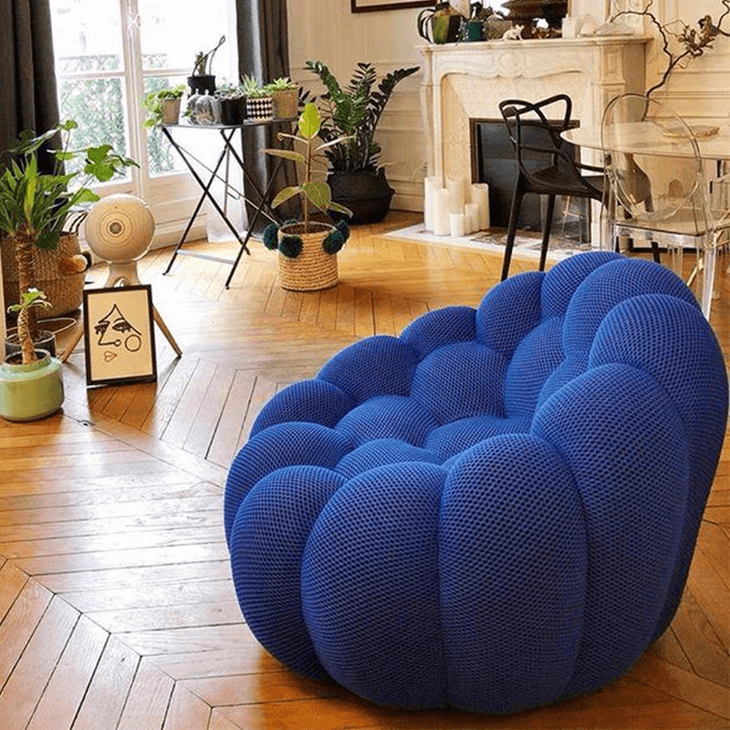 Lazy Bean Bag Chaise Lounges Upholstered Couch, Memory Sponge Stuffed Bean Bag Couch for Living Room