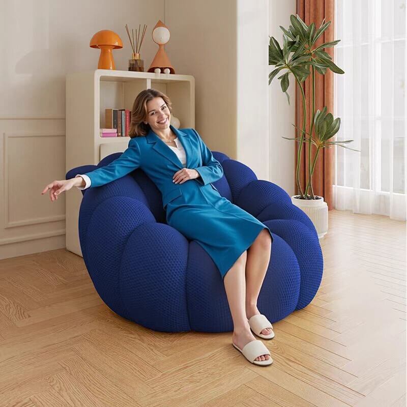 Lazy Bean Bag Chaise Lounges Upholstered Couch, Memory Sponge Stuffed Bean Bag Couch for Living Room