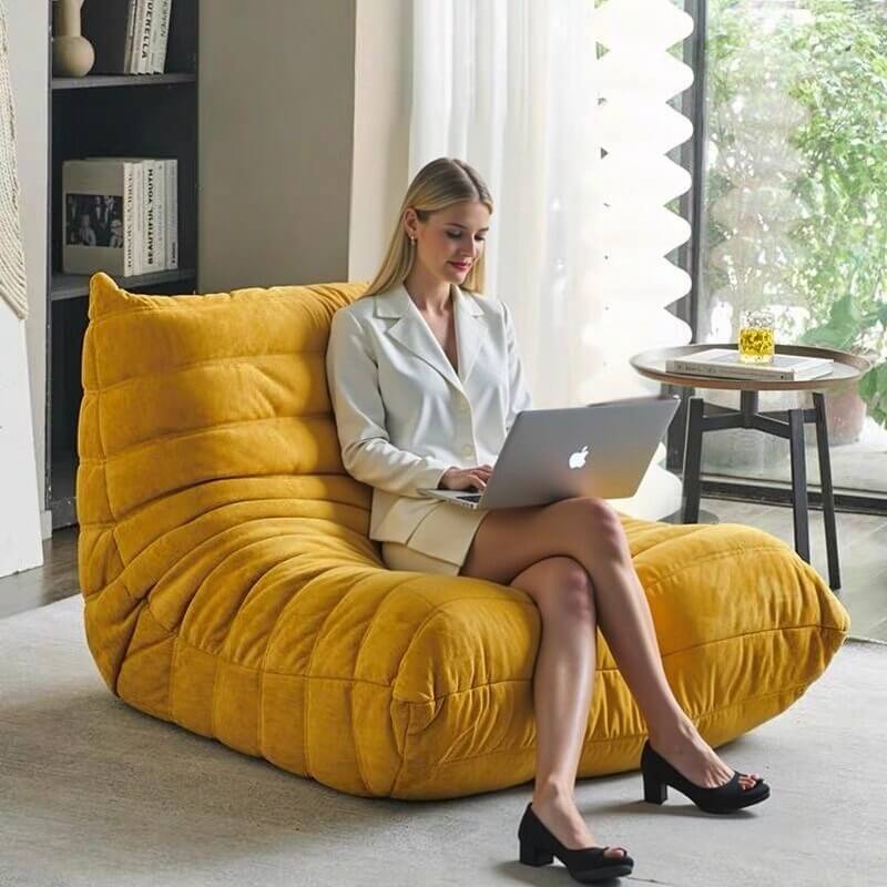 Modern Lounge Bean Bag Chair，Oversized Chaise Lounge for Living Room, No Assembly Required