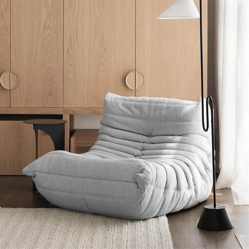 Modern Lounge Bean Bag Chair，Oversized Chaise Lounge for Living Room, No Assembly Required