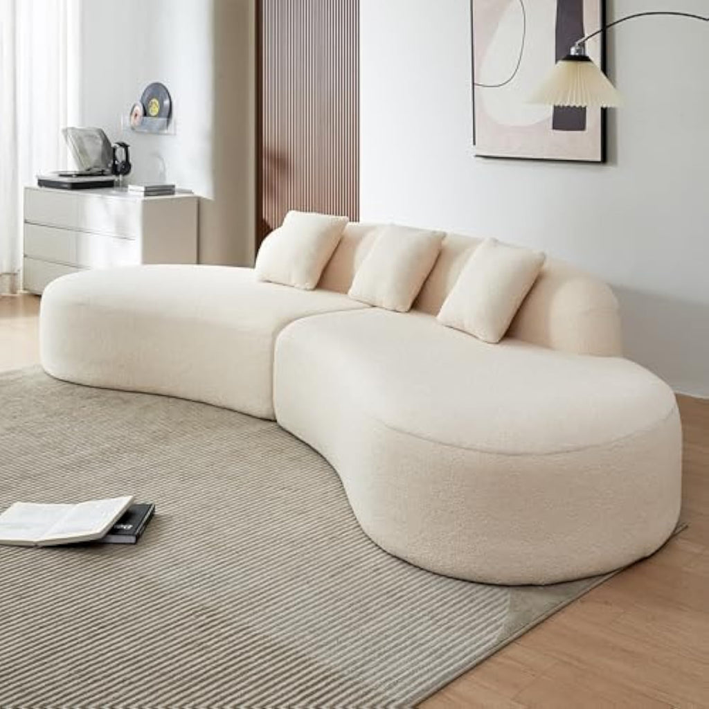 Modern Curved Sectional Sofa, Comfortable Upholstered Foam-Filled Sectional Sofa Couch