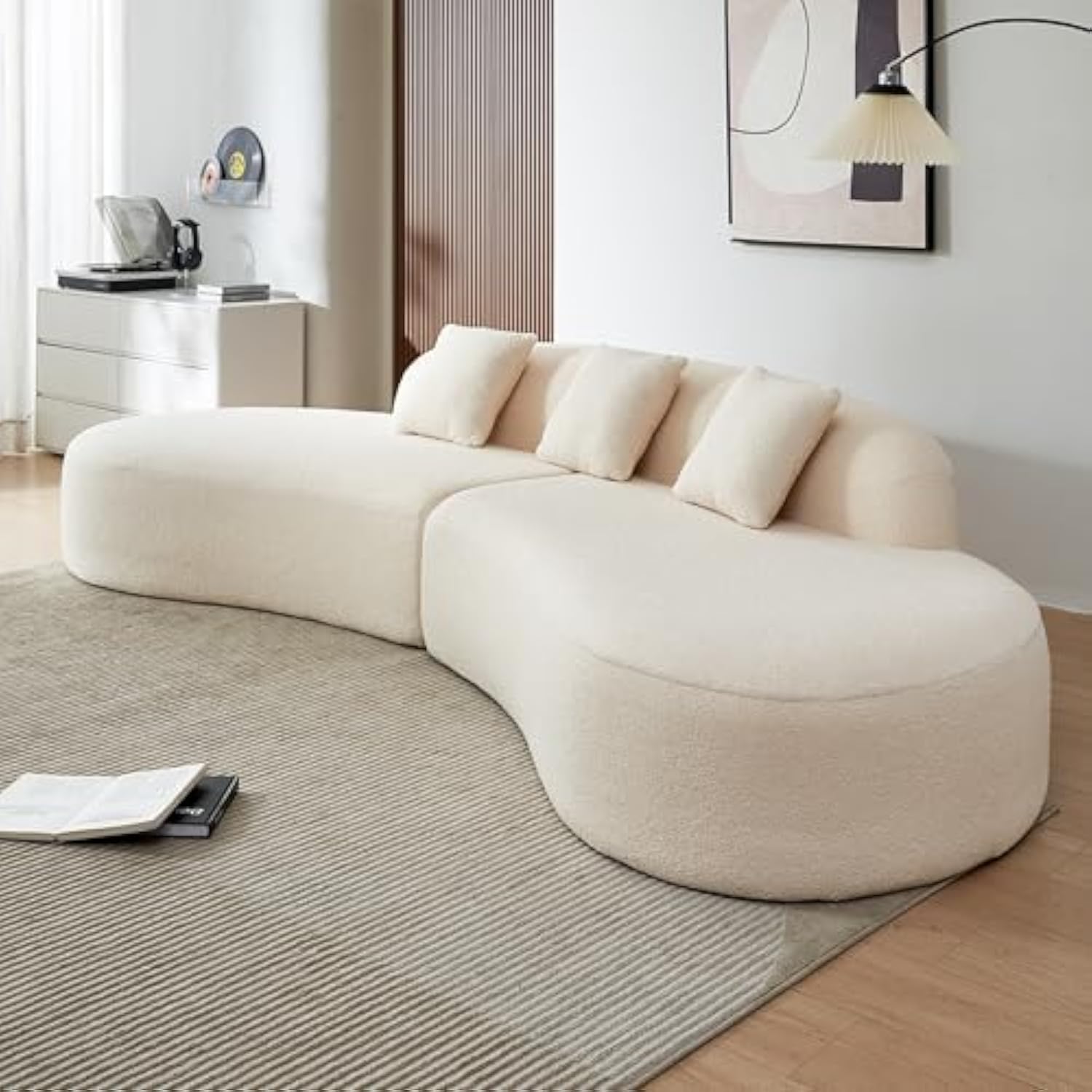 Modern Curved Sectional Sofa, Comfortable Upholstered Foam-Filled Sectional Sofa Couch