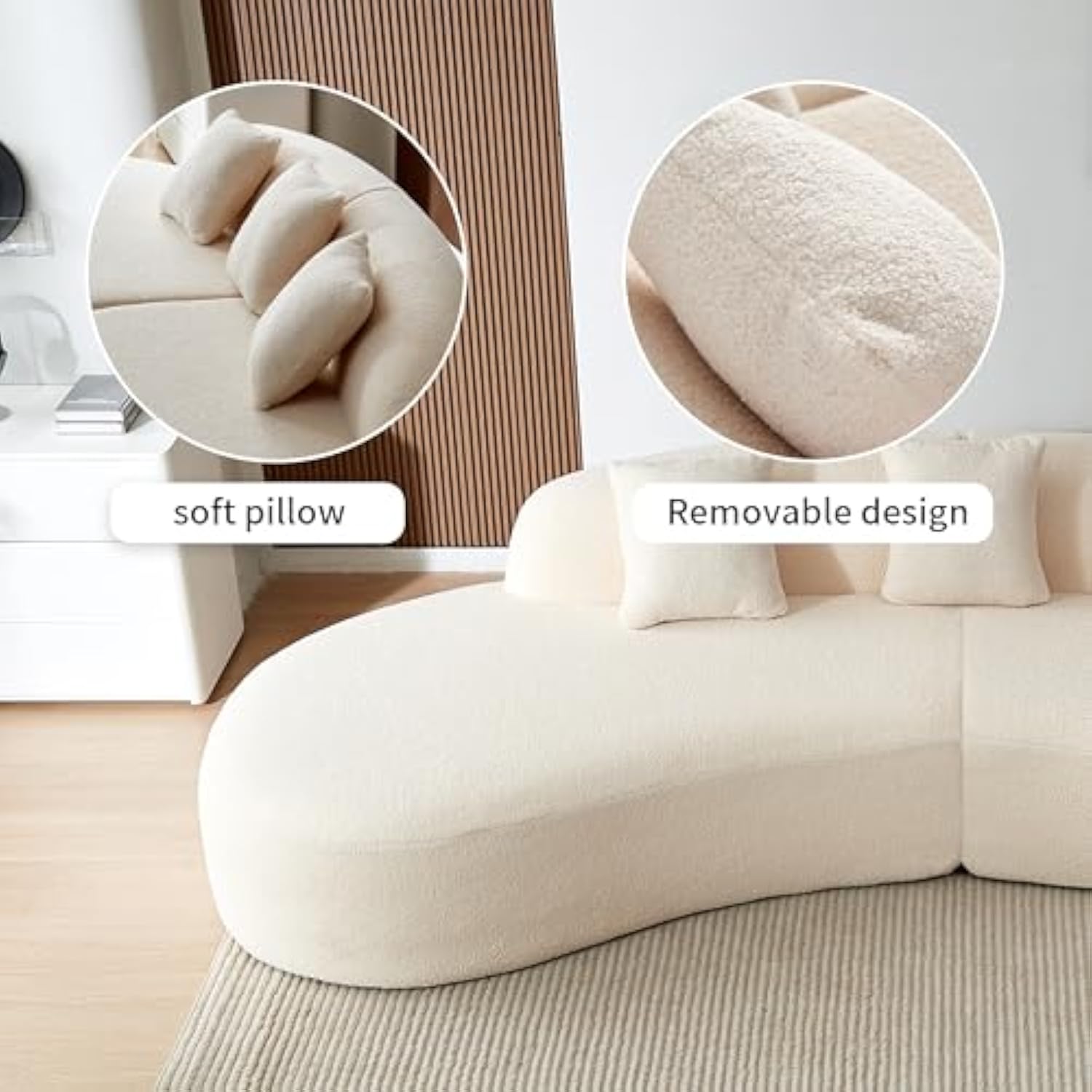 Modern Curved Sectional Sofa, Comfortable Upholstered Foam-Filled Sectional Sofa Couch